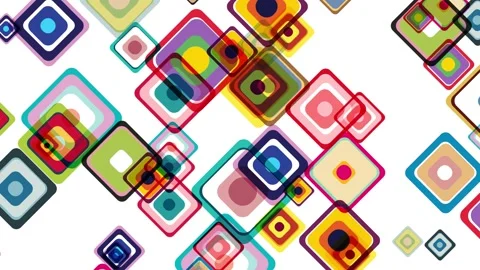 Abstract retro and geometric design on white background with colored square.. Stock Footage 283533933