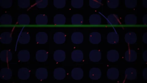 Abstract Retro Arcade Game Loop Background with Moving Grid Particles and S.. Stock Footage 344719107