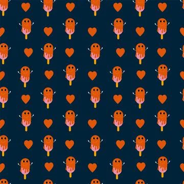 Abstract retro background with cartoon characters. Pattern with cartoon Stock Illustration