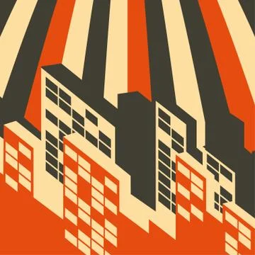 Abstract retro city background Stock Illustration