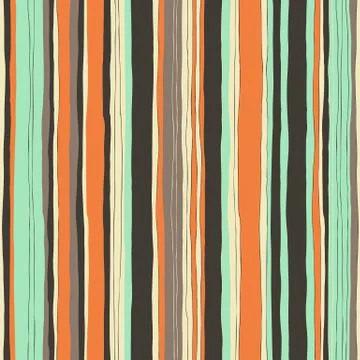 Abstract retro colors stripes pattern. Seamless hand-drawn lines vector desig Illustration
