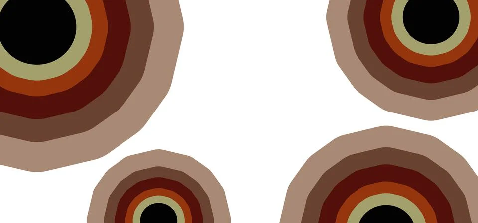 Abstract Retro Concentric Rings Vector Background | Earth Tone Boho Graphics Stock Illustration
