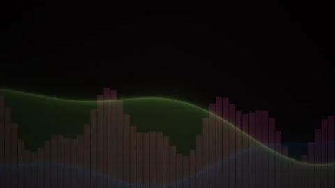 Abstract retro digital pixel art landscape with equalizer waves and dark ba.. Stock Footage 346353472