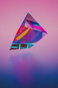 Abstract retro future pink 3D rendering of geometric prism shape as modern backg Stock Illustration