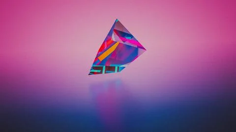 Abstract retro future pink 3D rendering of geometric prism shape as modern backg 스톡 일러스트