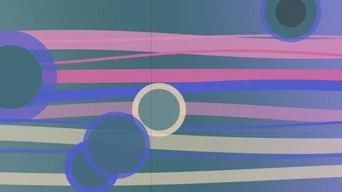 Abstract retro geometric background with teal, purple, and pink striped lay.. Stock Illustration
