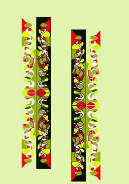 Abstract Retro Geometric Border Design Vector Illustration with Interlocking Red 库存插图