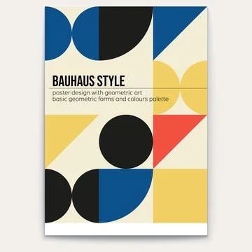 Abstract retro geometric pattern. Minimalistic forms. Bauhaus style. Poster Illustrazione stock