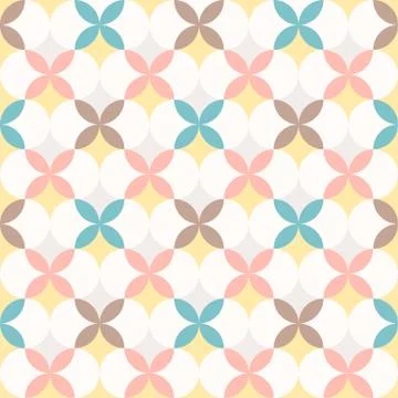 Abstract retro geometric seamless pattern background, flower theme Stock Illustration