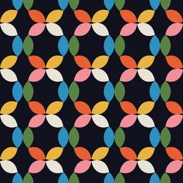 Abstract Retro Geometric seamless pattern. Bright colorful nostalgic backgrou Stock-Illustration