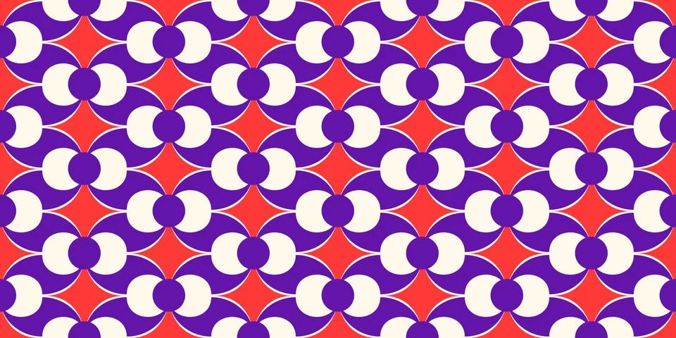 Abstract retro geometric seamless pattern. Decorative ornament background in 60s Stock Illustration