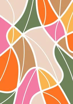 Abstract retro groovy pattern with flowing curved white lines dividing colo.. 스톡 일러스트