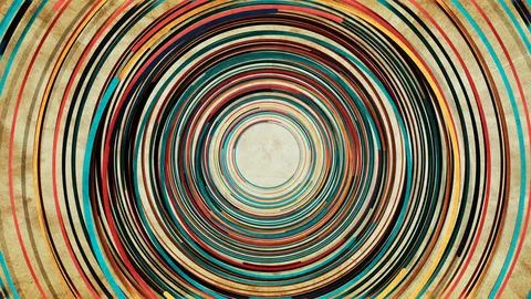 Abstract retro loop background with colorful concentric circles Stock Illustration