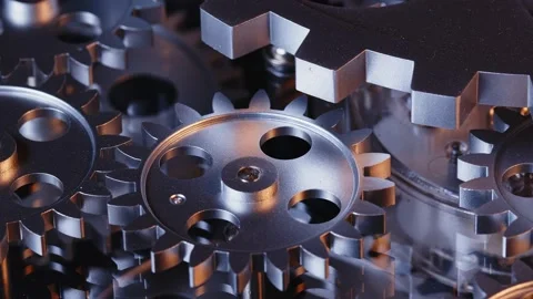 Abstract Retro Mechanic Turning Clock Gears Stock Footage 208810318