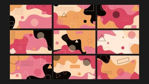 Abstract Retro Memphis Background Set Illustrazione stock