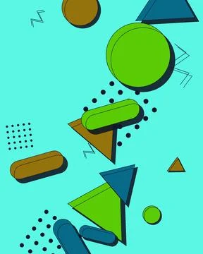 Abstract Retro Memphis Style Background with Vibrant Geometric Shapes and 8.. イラスト素材