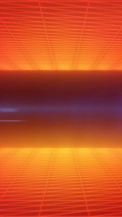 Abstract retro neon grid horizon with orange glowing perspective lines, cre.. Stock Footage 335870283