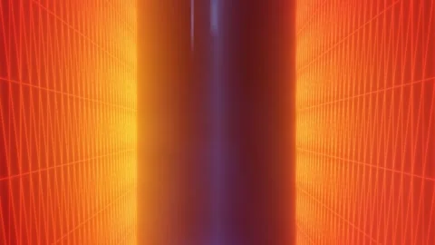 Abstract retro neon grid horizon with orange glowing perspective lines Stock Footage 337132476