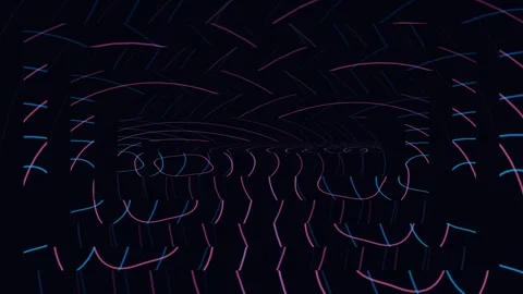 Abstract Retro Neon Wavy Grid Tunnel Loop Animation Vídeo Stock 334552966