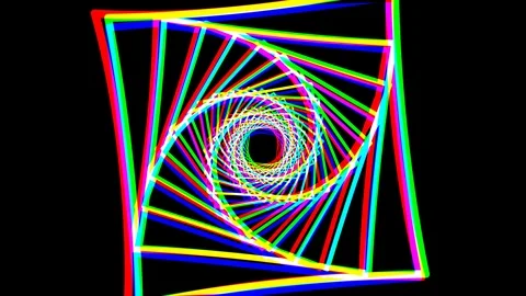 Abstract retro net square tunnel slow motion flight rainbow color distorted Stock Footage 111757174