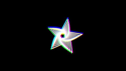 Abstract retro net star shape tunnel slow motion flight rainbow drawing motion Stock Footage 111761019