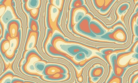 Abstract, retro, orange, soft colours wavy, liquid, psychedelic, groovy, hippie Stock Illustration