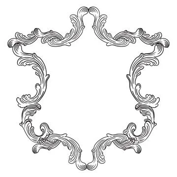 Abstract retro ornate baroque engraved frame vector illustration Stock Illustration