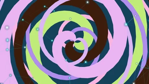 Abstract Retro Pastel Spiral Vortex with Glowing Plexus Stock Footage 332787482