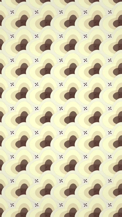 Abstract Retro Pattern Background - Brown, Cream, Yellow Wave and Dot Motif Stock Footage 347697530