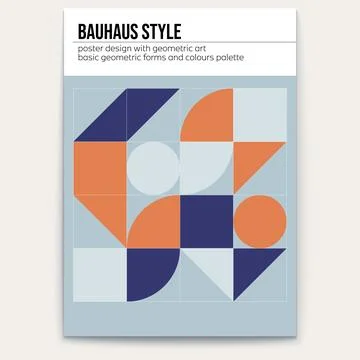 Abstract retro pattern. Basic shapes circles, squares, triangles. Bauhaus style Stock Illustration
