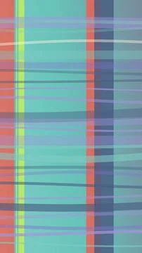Abstract retro plaid pattern with vertical stripes in teal, coral, and purp.. Illustrazione stock