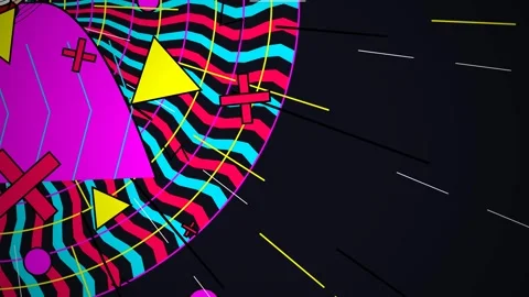Abstract Retro Pop Art Animation With Swirling Colorful Patterns And Shapes Stock Footage 341173735