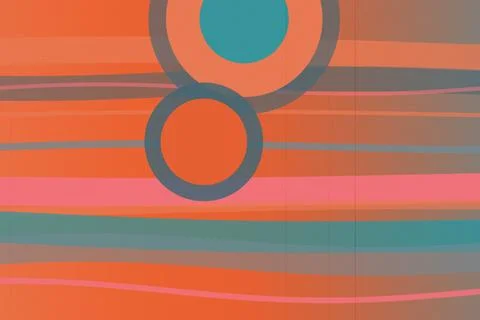Abstract retro pop art pattern with layered circles in orange, pink and tea.. Illustrazione stock