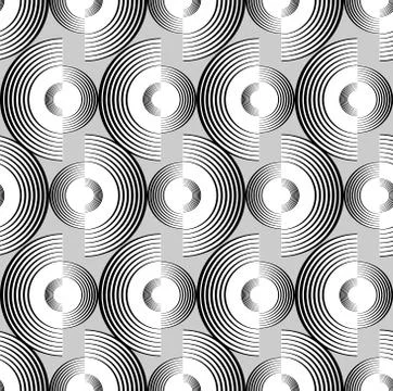 Abstract retro rounded geometric patterns composed of mono line semicircle Stock Illustration
