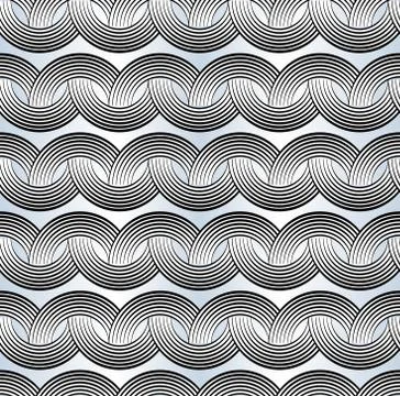 Abstract retro rounded geometric patterns composed of mono line semicircle Stock Illustration