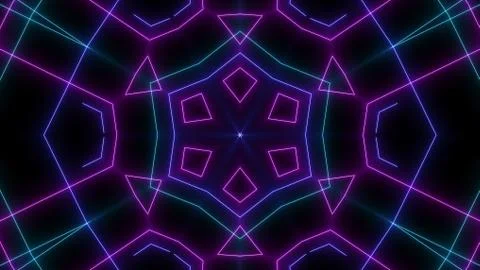 Abstract Retro Sci-Fi Neon bright lens flare colored on black background. Stock Illustration