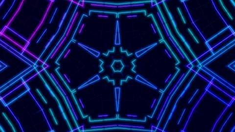 Abstract Retro Sci-Fi Neon bright lens flare colored on black background. Stock Illustration