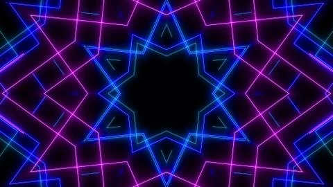 Abstract Retro Sci-Fi Neon bright lens flare colored on black background. Stock Illustration