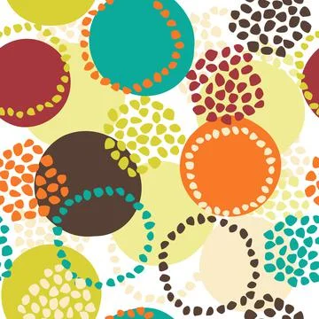 Abstract retro seamless pattern with circles, dots and round shapes Stock Illustration