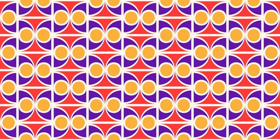 Abstract retro seamless pattern. Decorative ornament background in 60s or 70s Stock Illustration