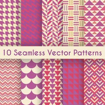 Abstract retro seamless pattern set. Vector illustration Stock Illustration
