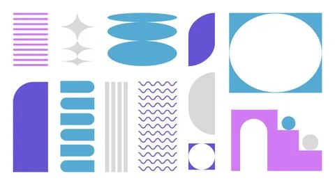 Abstract retro shapes, frames and symbols, basic brutal forms and figures Illustrazione stock