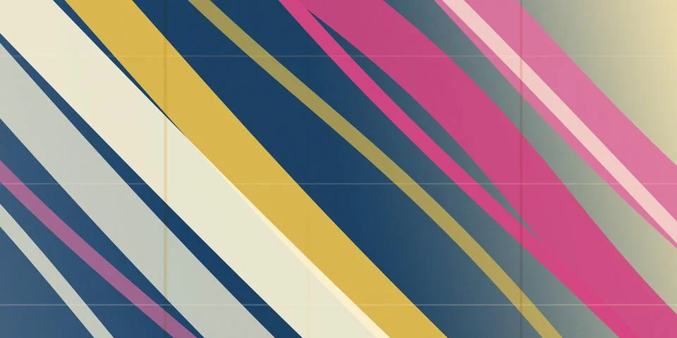 Abstract retro stripes pattern in blue, pink, yellow, and cream creating a .. Stock Illustration