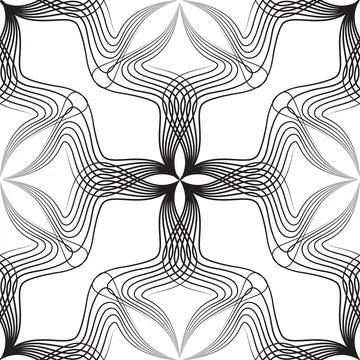 Abstract retro style arabesque linear seamless pattern. Artistic line art orn Stock Illustration
