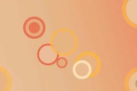Abstract retro-style composition of layered circles in warm orange, beige, .. Stock Illustration