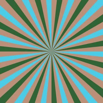 Abstract retro sunburst background with radiating green, cyan, and brown ra.. Stock Illustration