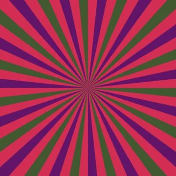 Abstract Retro Sunburst Pattern with Pink Purple and Green Radial Rays Back.. Stock Illustration