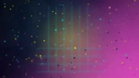 Abstract retro synthwave background with floating neon crosses Stock Footage 336351969