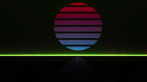 Abstract Retro Synthwave Sunset Animation Loop. Stock Footage 334512727