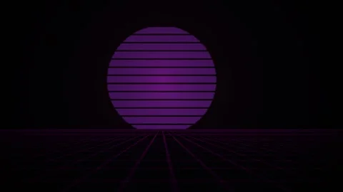 Abstract retro synthwave sunset animation with digital lines. Stock Footage 334512814
